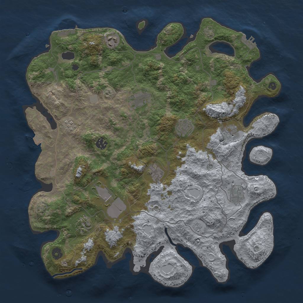 Rust Map: Procedural Map, Size: 4000, Seed: 507718663, 18 Monuments