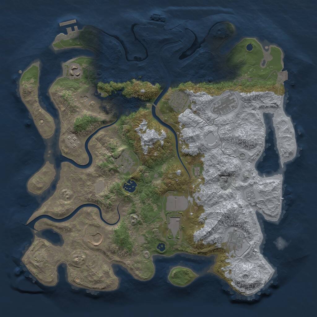 Rust Map: Procedural Map, Size: 3800, Seed: 80925443, 16 Monuments
