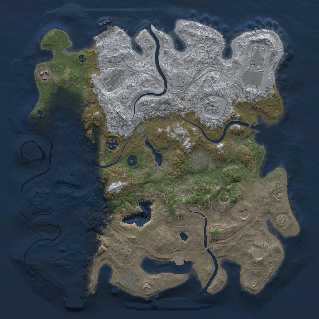 Rust Map: Procedural Map, Size: 4300, Seed: 58, 16 Monuments