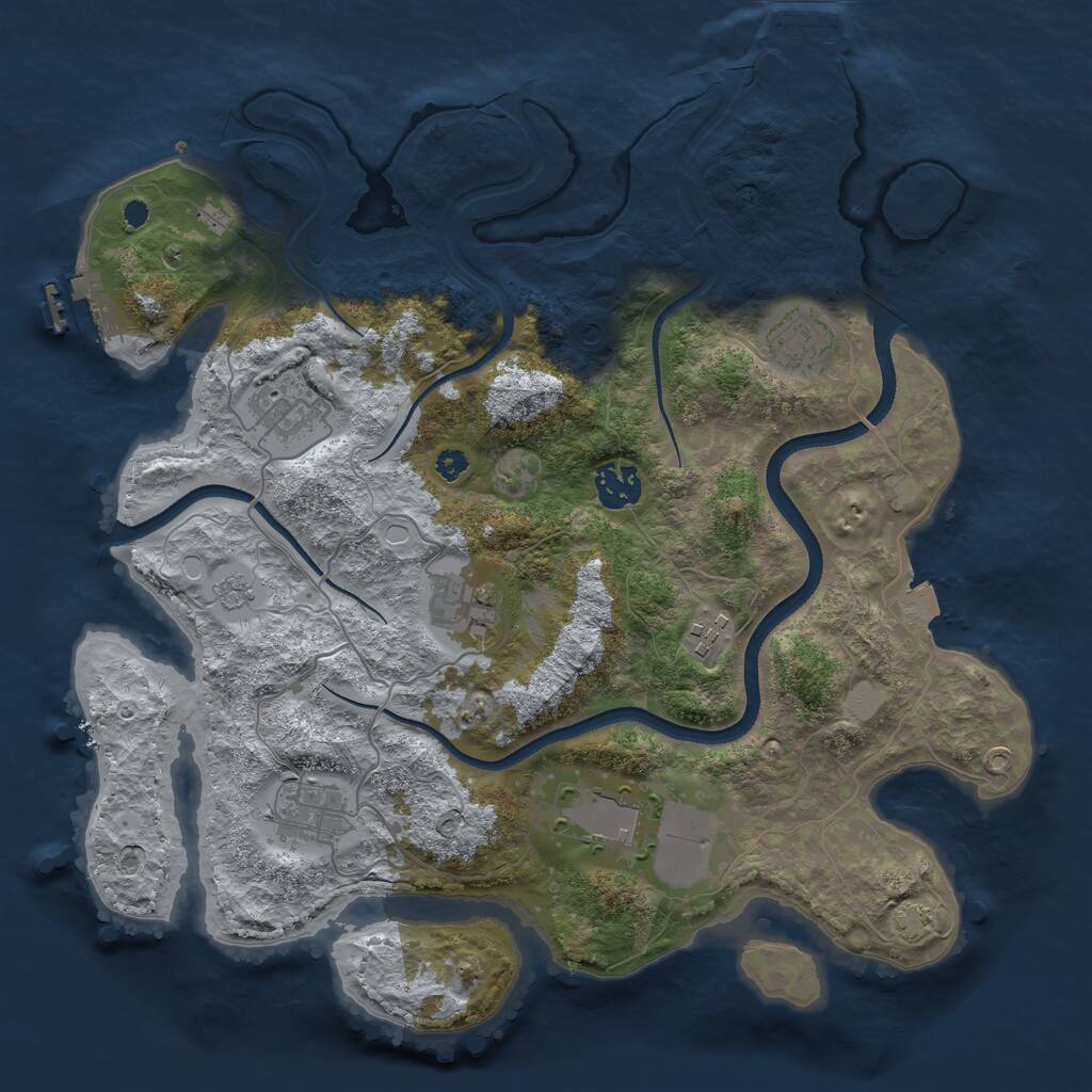 Rust Map: Procedural Map, Size: 3500, Seed: 2052855833, 13 Monuments