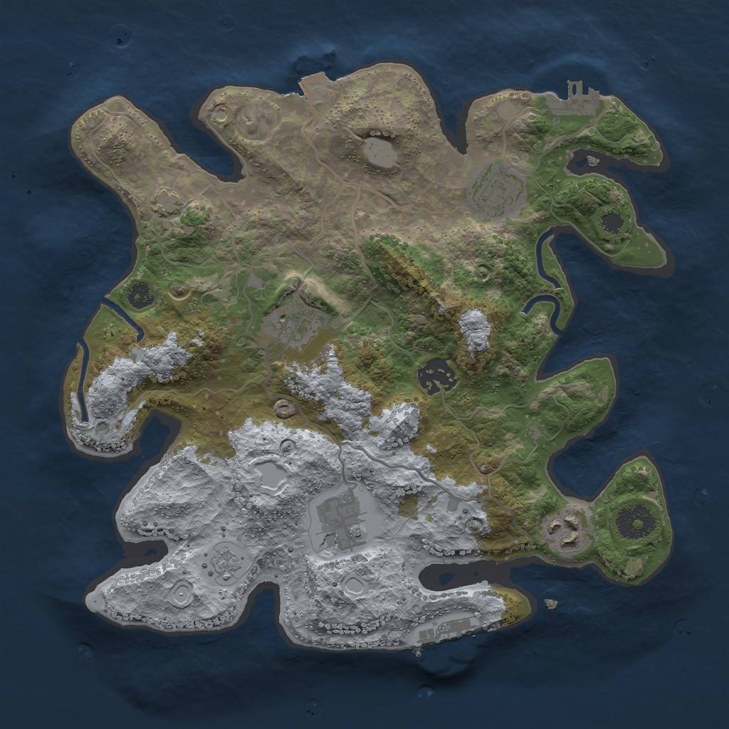 Rust Map: Procedural Map, Size: 3000, Seed: 1747750706, 12 Monuments