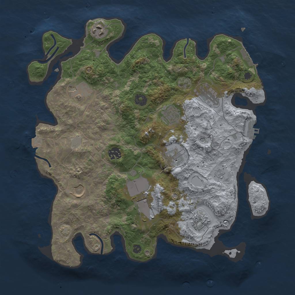 Rust Map: Procedural Map, Size: 3500, Seed: 897724261, 17 Monuments