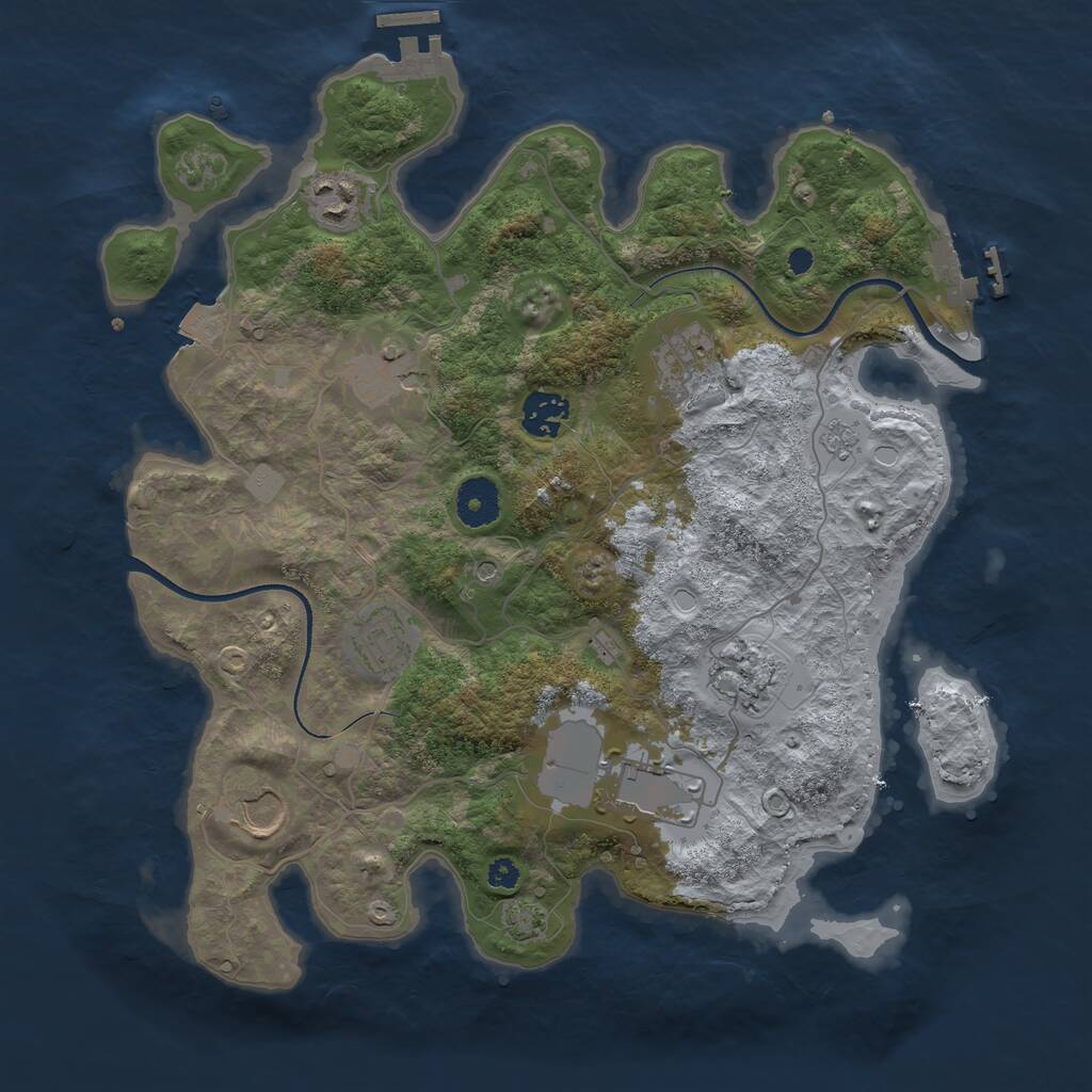 Rust Map: Procedural Map, Size: 3500, Seed: 897724261, 14 Monuments