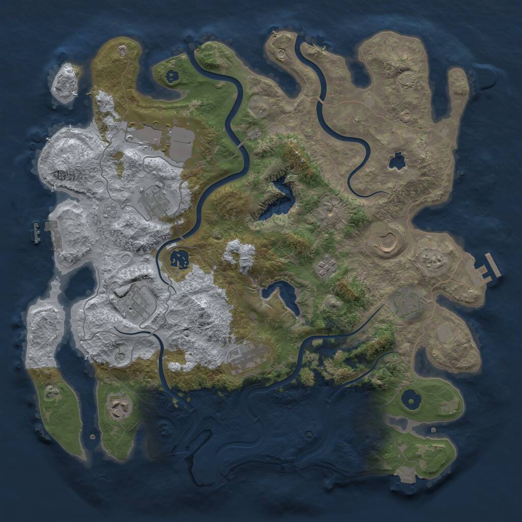 Rust Map: Procedural Map, Size: 4000, Seed: 30206133, 15 Monuments