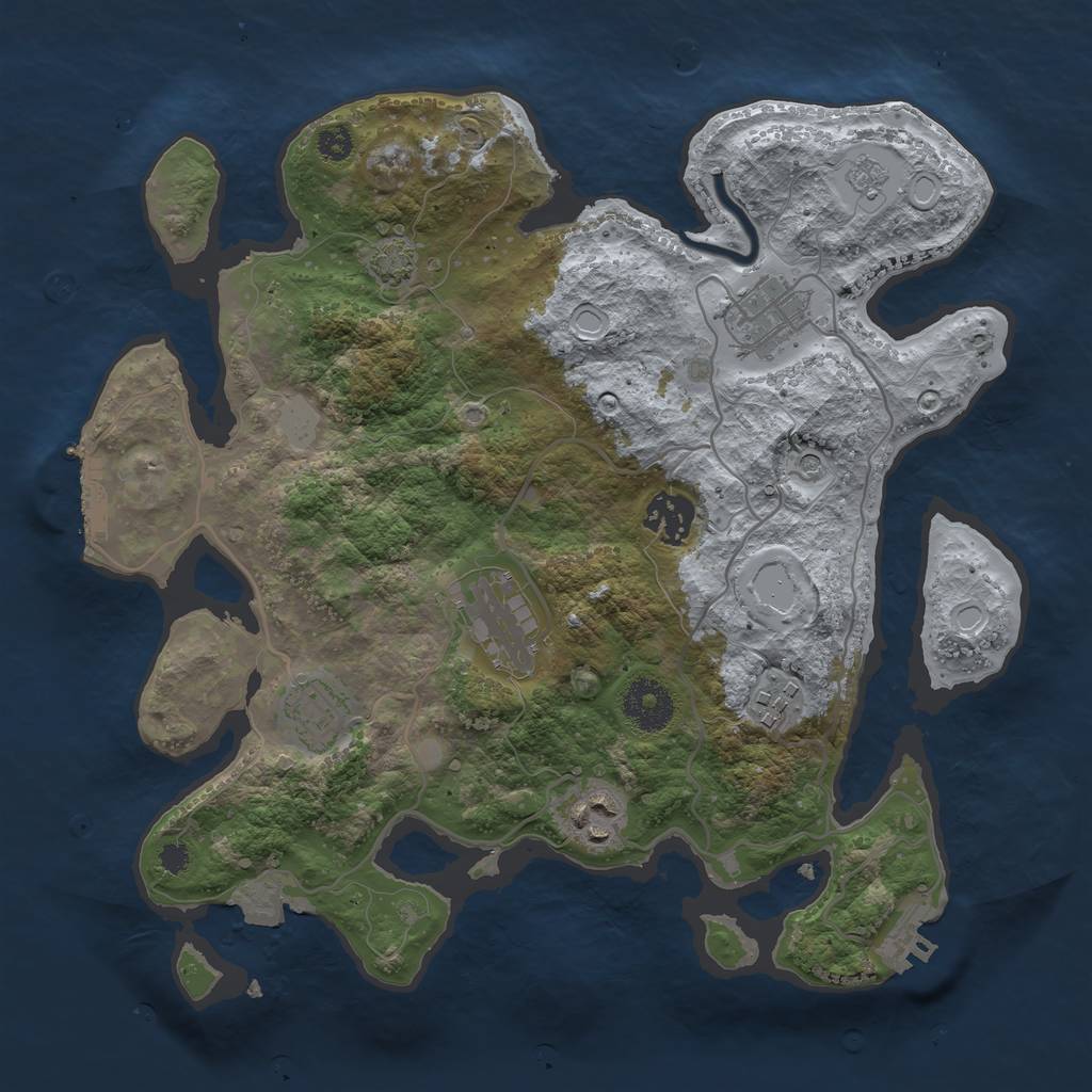 Rust Map: Procedural Map, Size: 3200, Seed: 600972798, 14 Monuments