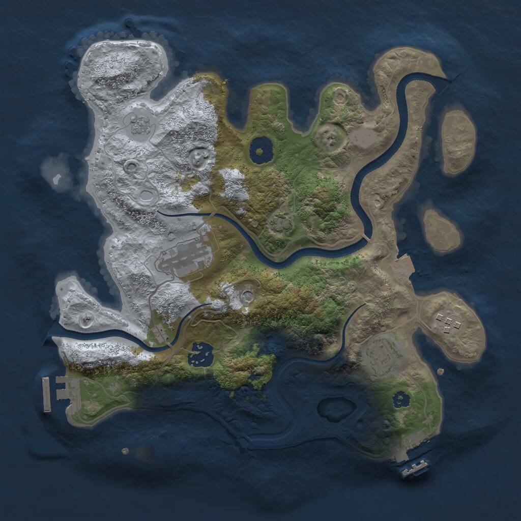 Rust Map: Procedural Map, Size: 3000, Seed: 36219, 10 Monuments