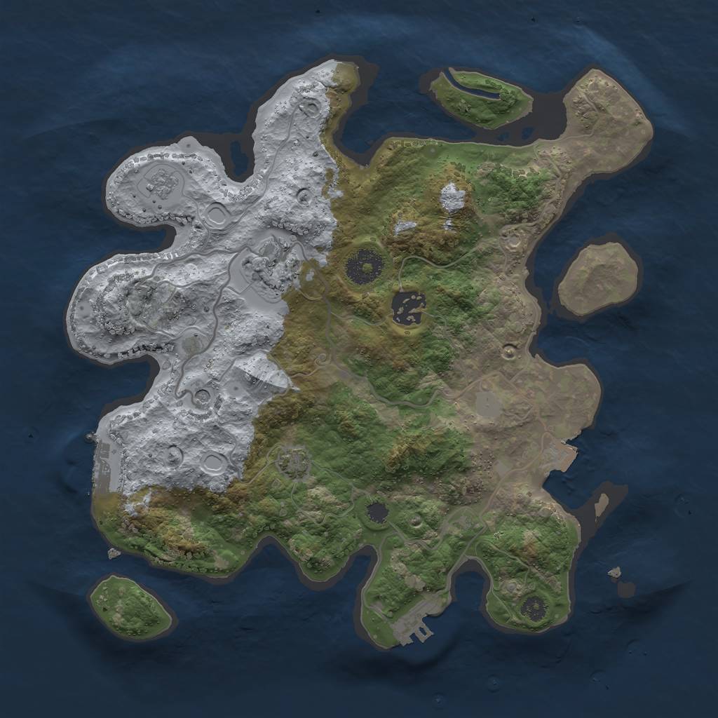 Rust Map: Procedural Map, Size: 3000, Seed: 3327, 10 Monuments