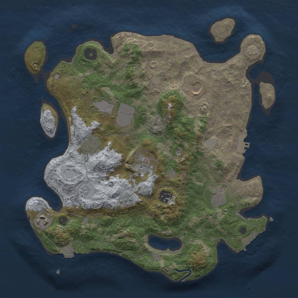 Rust Map: Procedural Map, Size: 3500, Seed: 1592567391, 16 Monuments