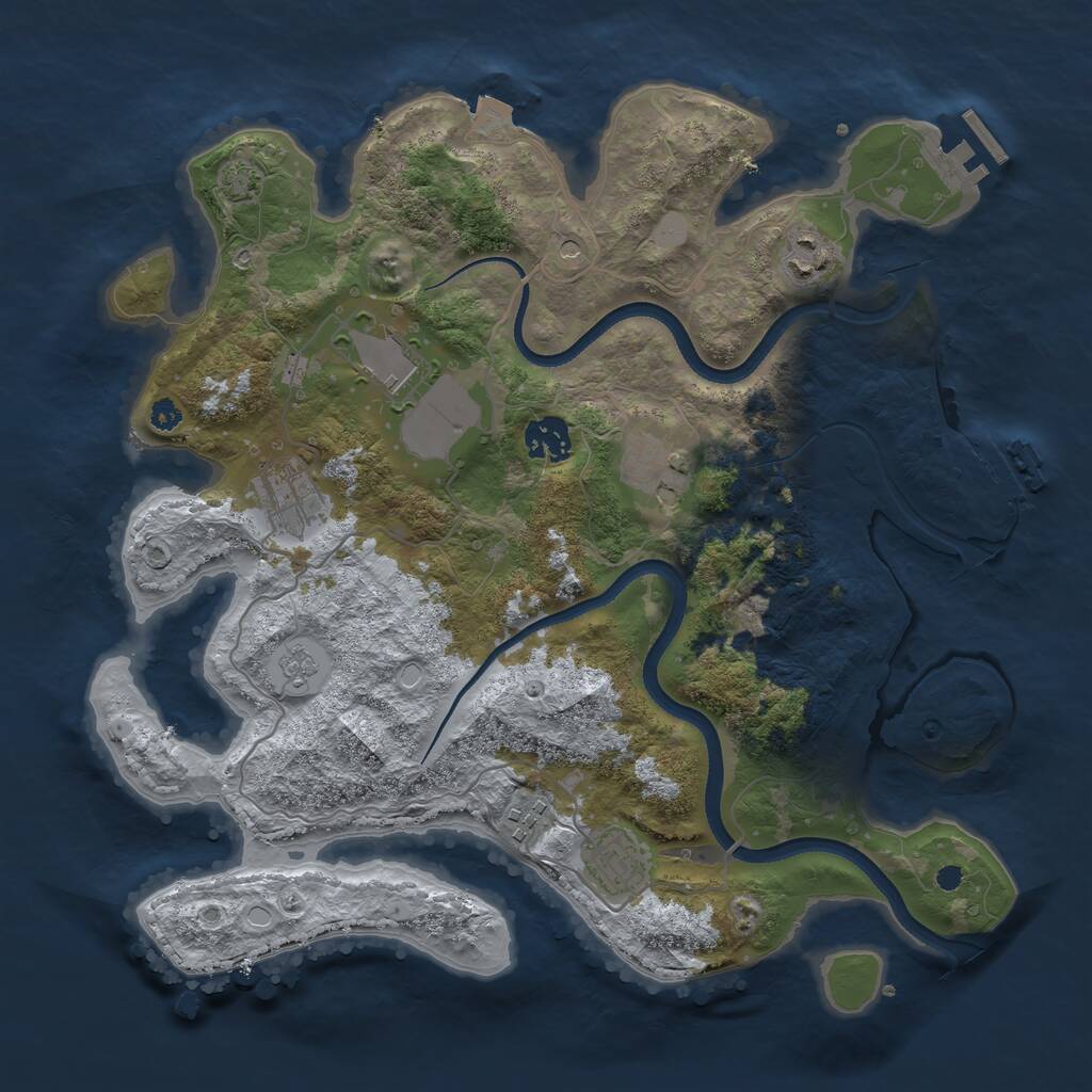 Rust Map: Procedural Map, Size: 3500, Seed: 647491327, 13 Monuments