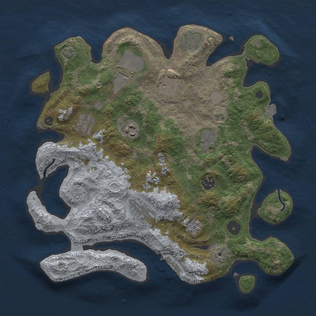 Rust Map: Procedural Map, Size: 3500, Seed: 647491327, 16 Monuments