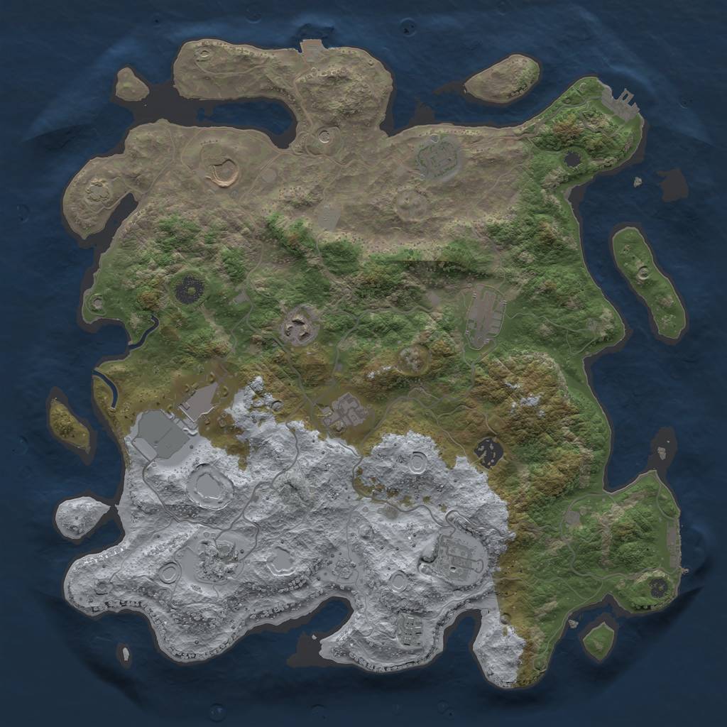 Rust Map: Procedural Map, Size: 3900, Seed: 3950522, 18 Monuments