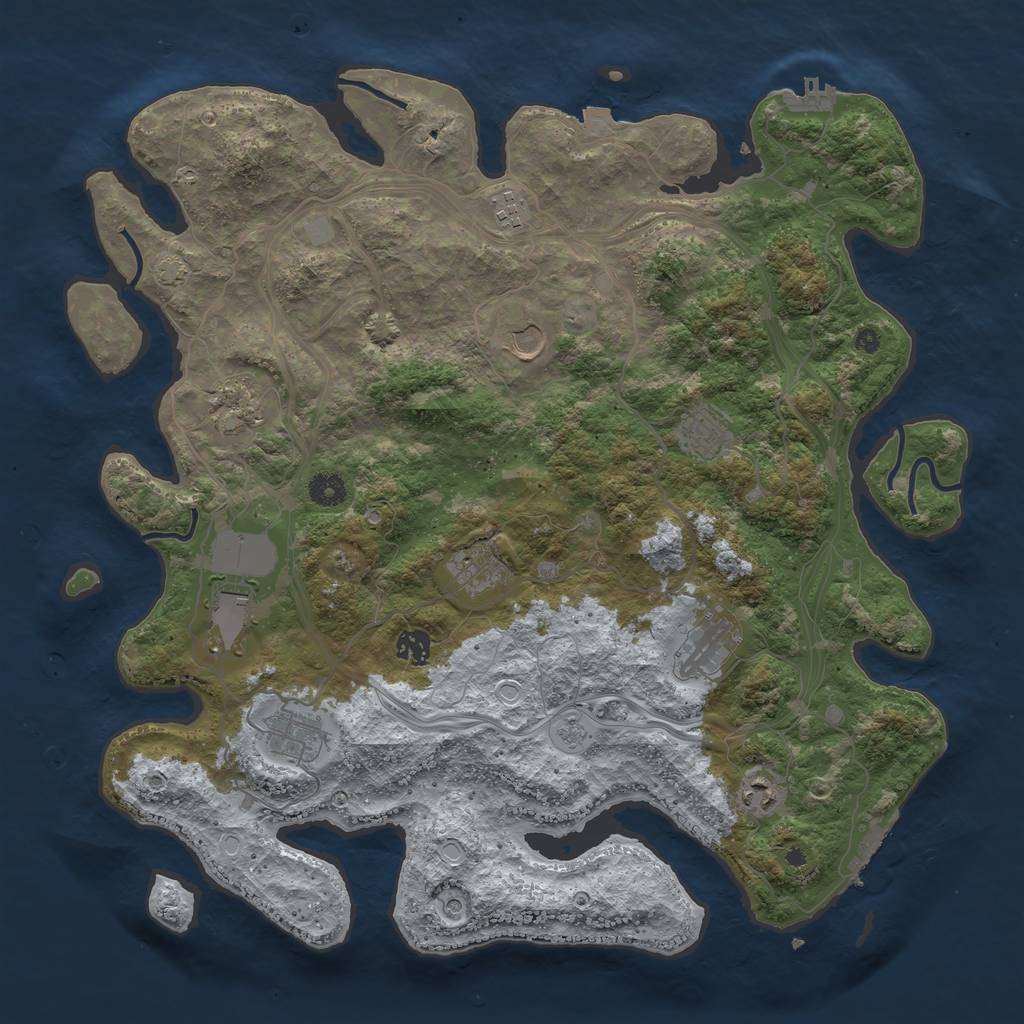 Rust Map: Procedural Map, Size: 4250, Seed: 1692671497, 18 Monuments