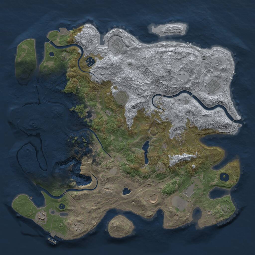 Rust Map: Procedural Map, Size: 4250, Seed: 137871025, 16 Monuments