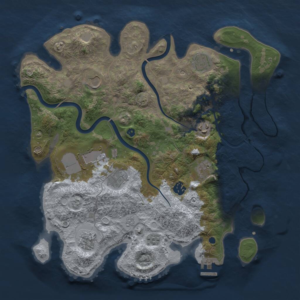 Rust Map: Procedural Map, Size: 3650, Seed: 25950082, 14 Monuments