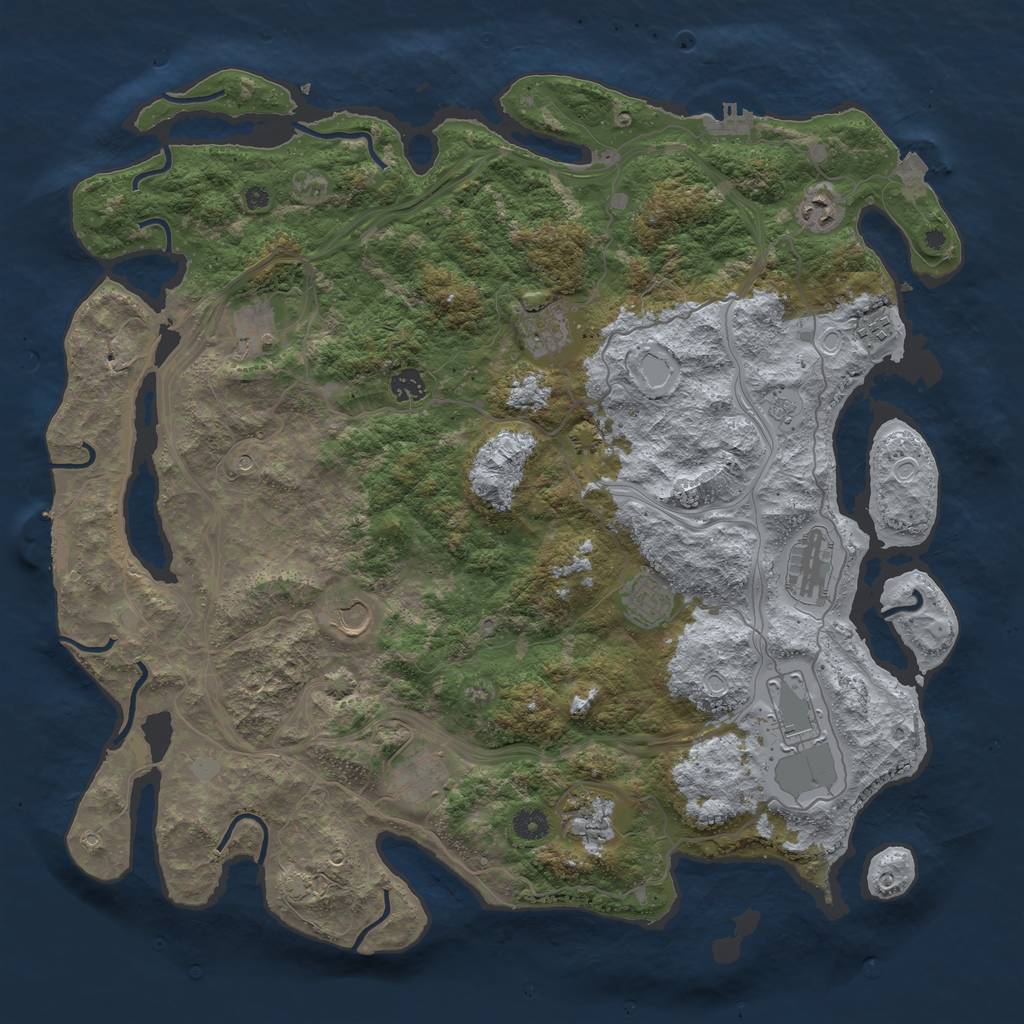 Rust Map: Procedural Map, Size: 4500, Seed: 223028393, 19 Monuments