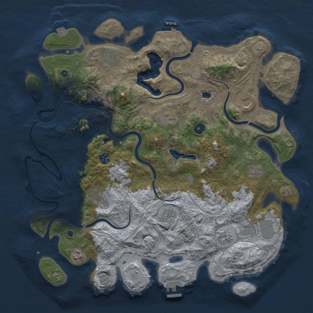 Rust Map: Procedural Map, Size: 4400, Seed: 27533820, 17 Monuments