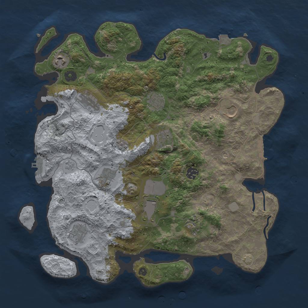 Rust Map: Procedural Map, Size: 3850, Seed: 33860650, 19 Monuments