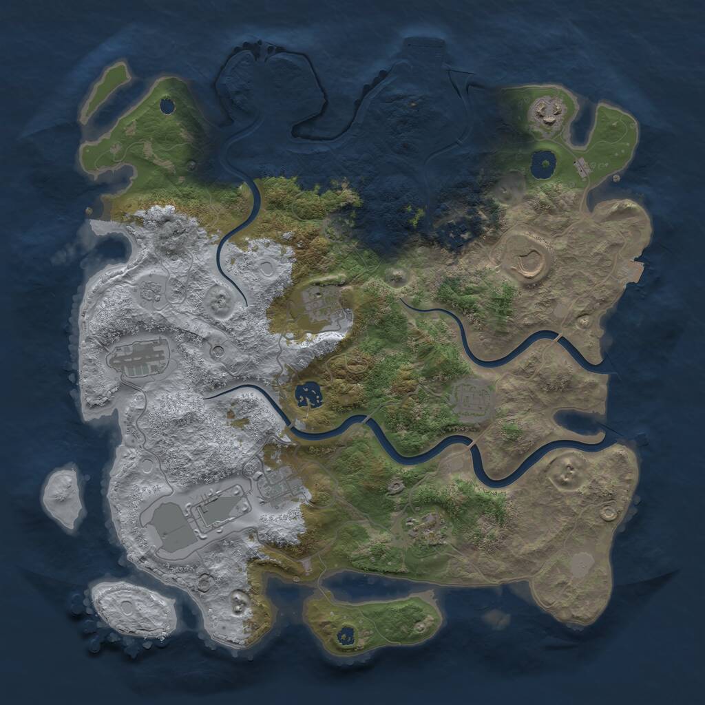 Rust Map: Procedural Map, Size: 3850, Seed: 33860650, 15 Monuments