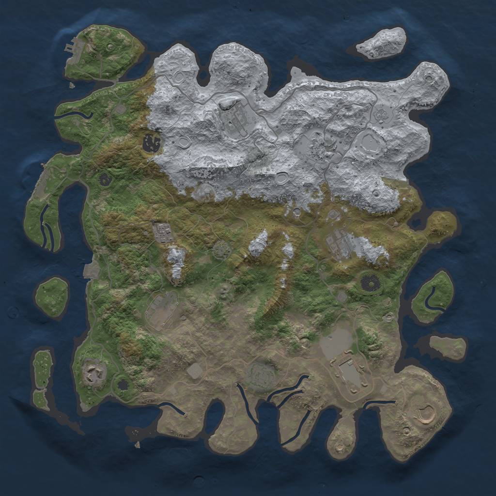 Rust Map: Procedural Map, Size: 4000, Seed: 3994544, 18 Monuments