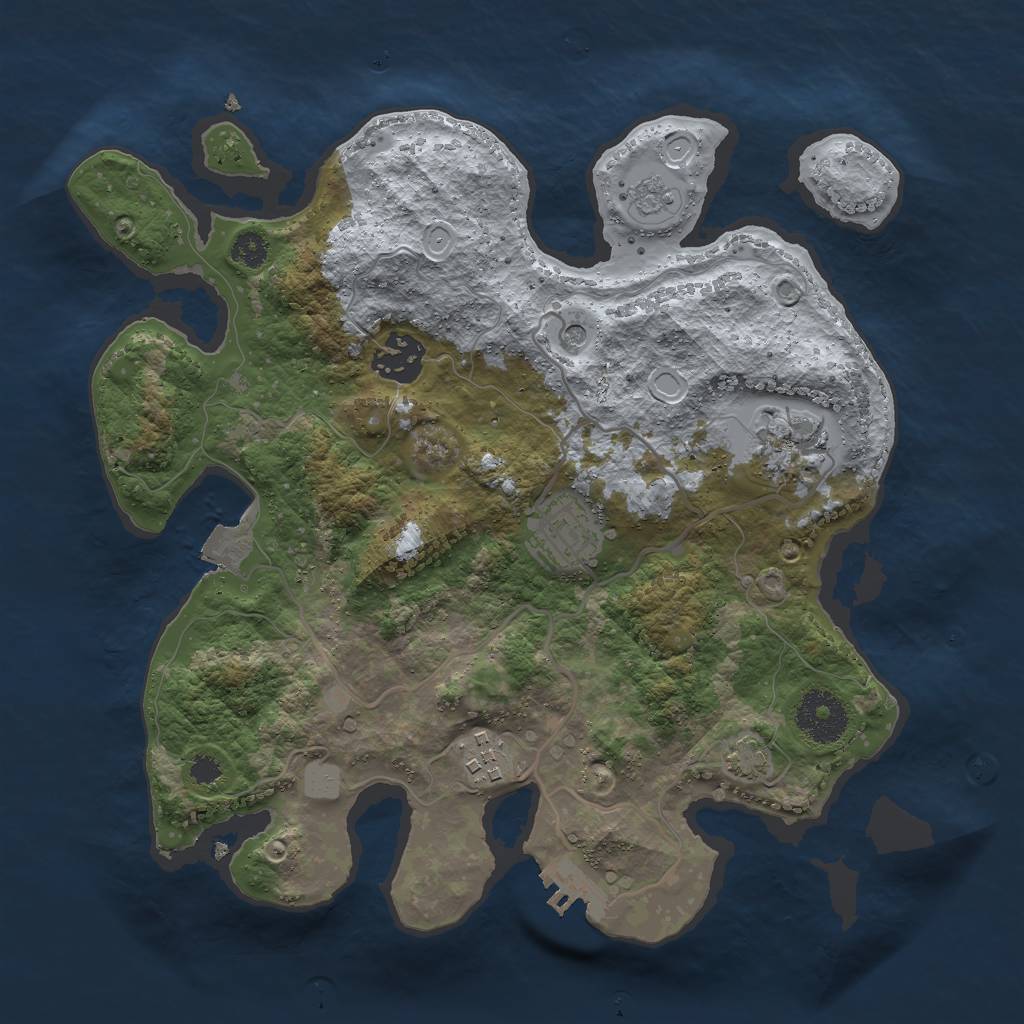 Rust Map: Procedural Map, Size: 3000, Seed: 25387, 11 Monuments