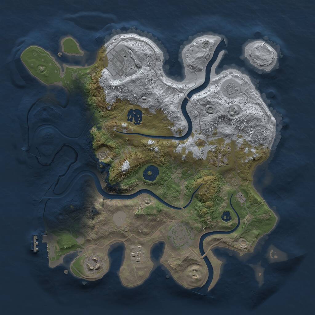 Rust Map: Procedural Map, Size: 3000, Seed: 25387, 10 Monuments