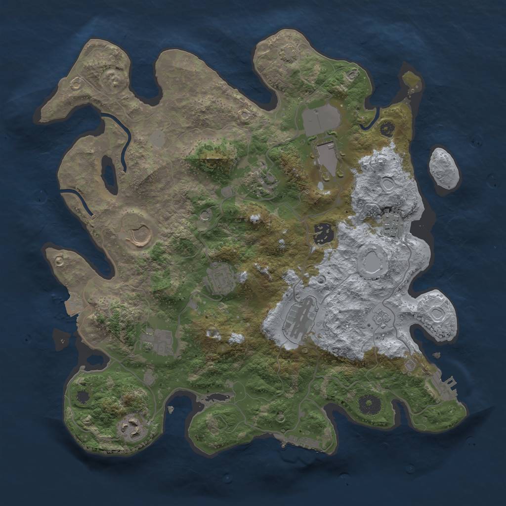 Rust Map: Procedural Map, Size: 3500, Seed: 380174941, 17 Monuments