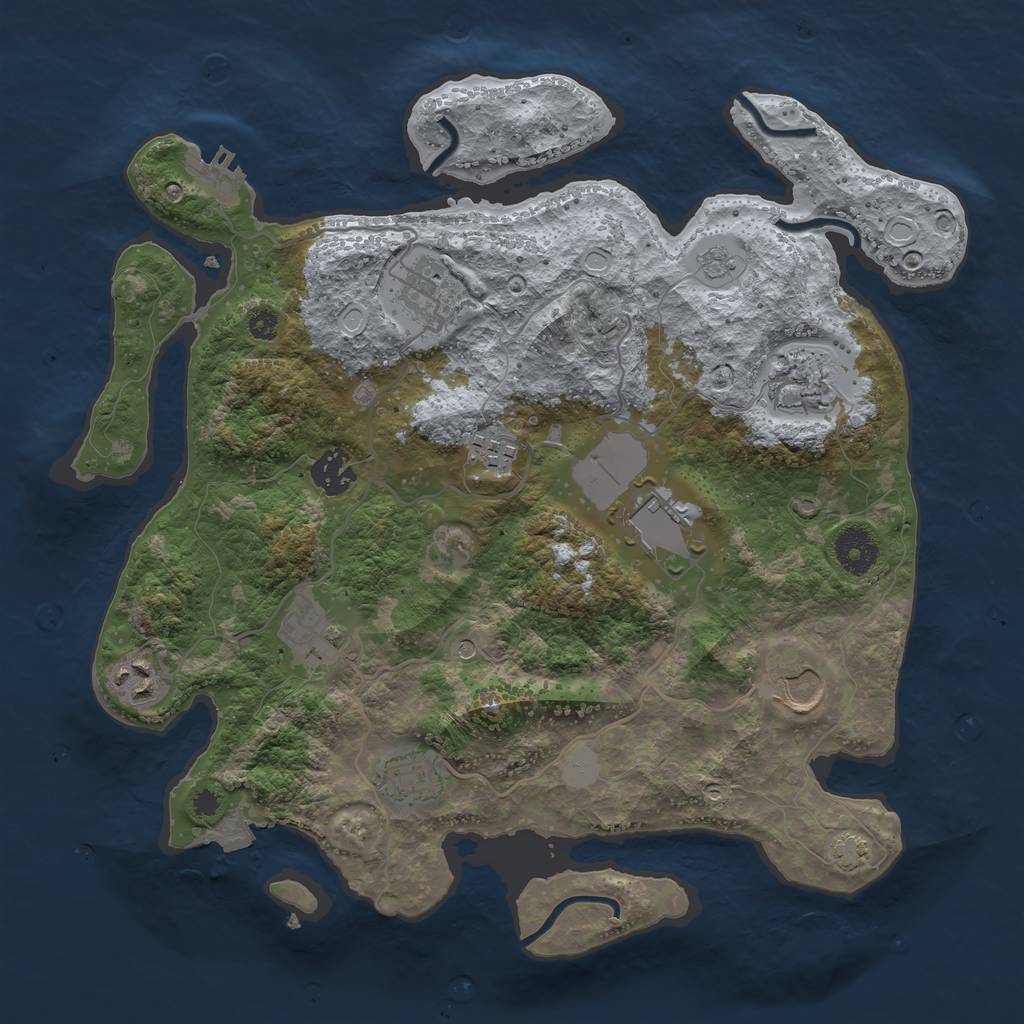 Rust Map: Procedural Map, Size: 3500, Seed: 650662398, 16 Monuments