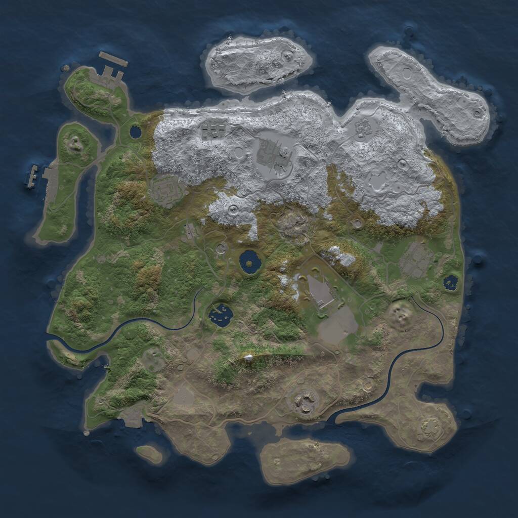 Rust Map: Procedural Map, Size: 3500, Seed: 650662398, 13 Monuments