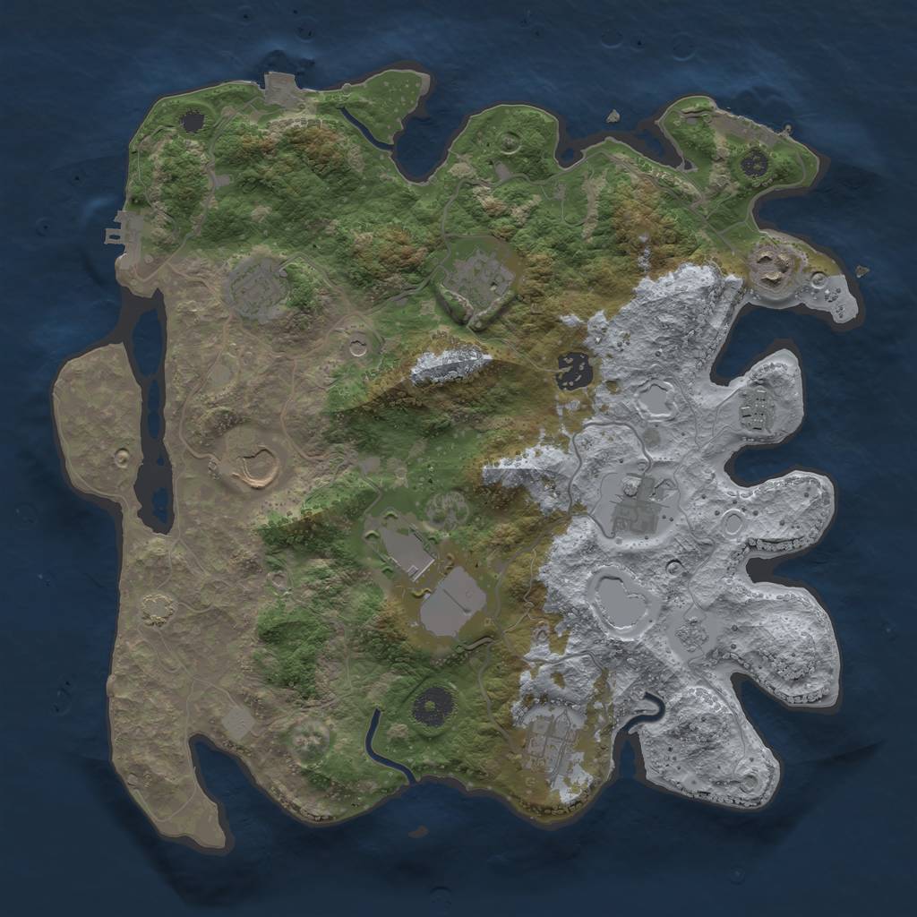 Rust Map: Procedural Map, Size: 3500, Seed: 1156217980, 17 Monuments