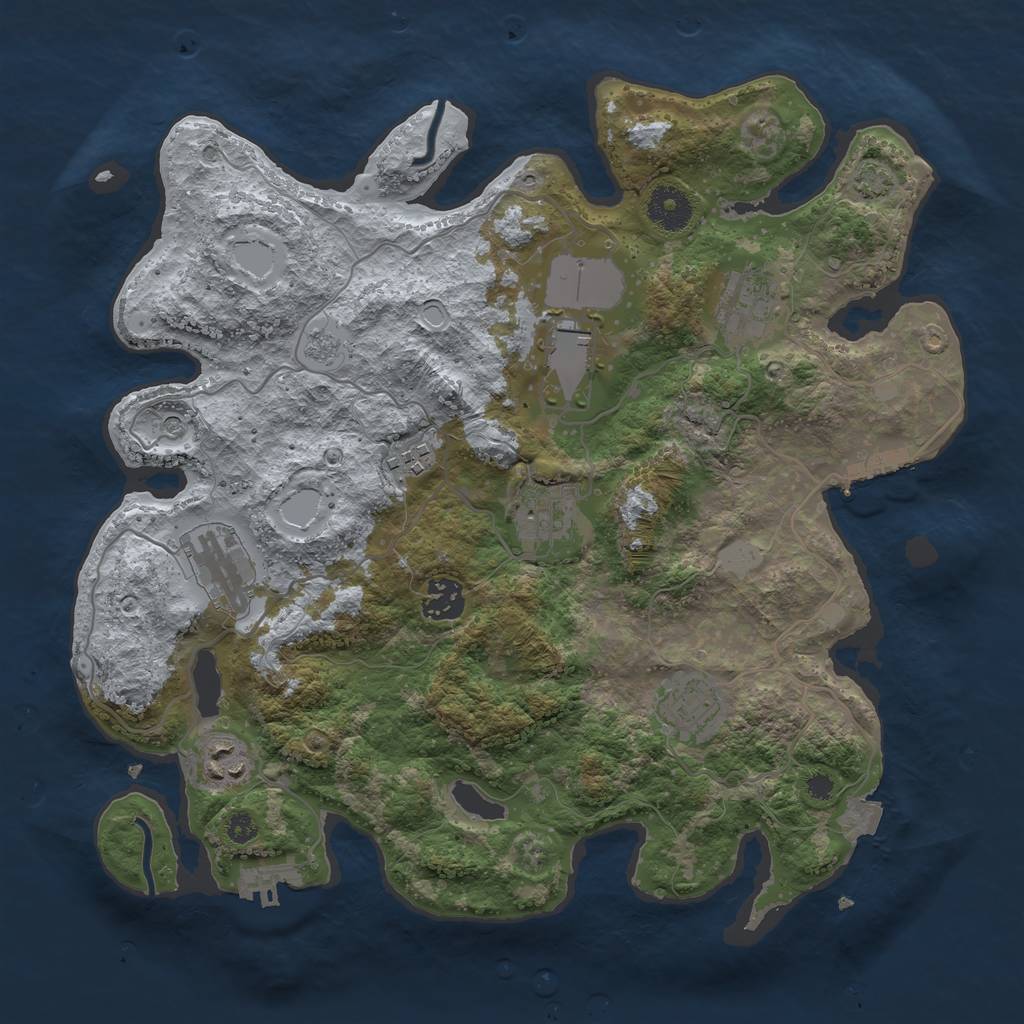Rust Map: Procedural Map, Size: 3500, Seed: 222584945, 16 Monuments