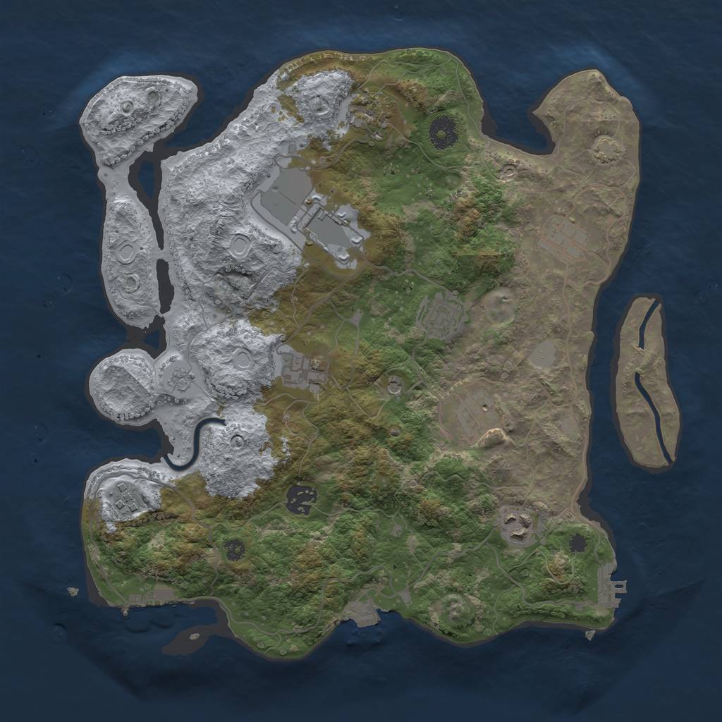 Rust Map: Procedural Map, Size: 3500, Seed: 1910272744, 17 Monuments