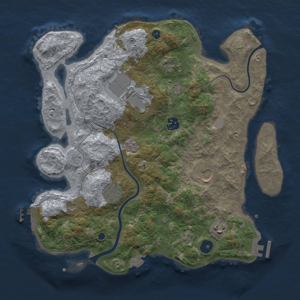 Rust Map: Procedural Map, Size: 3500, Seed: 1910272744, 13 Monuments