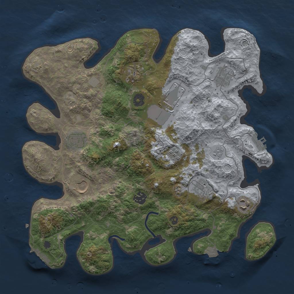 Rust Map: Procedural Map, Size: 3500, Seed: 63560776, 16 Monuments