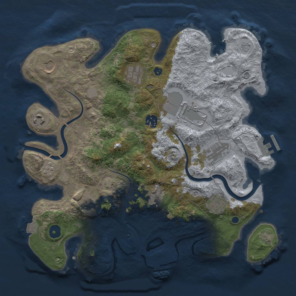 Rust Map: Procedural Map, Size: 3500, Seed: 63560776, 16 Monuments