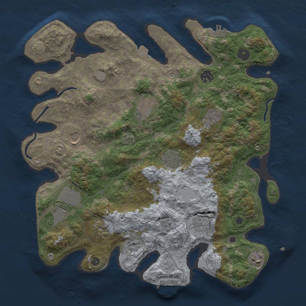 Rust Map: Procedural Map, Size: 3750, Seed: 1514680997, 18 Monuments