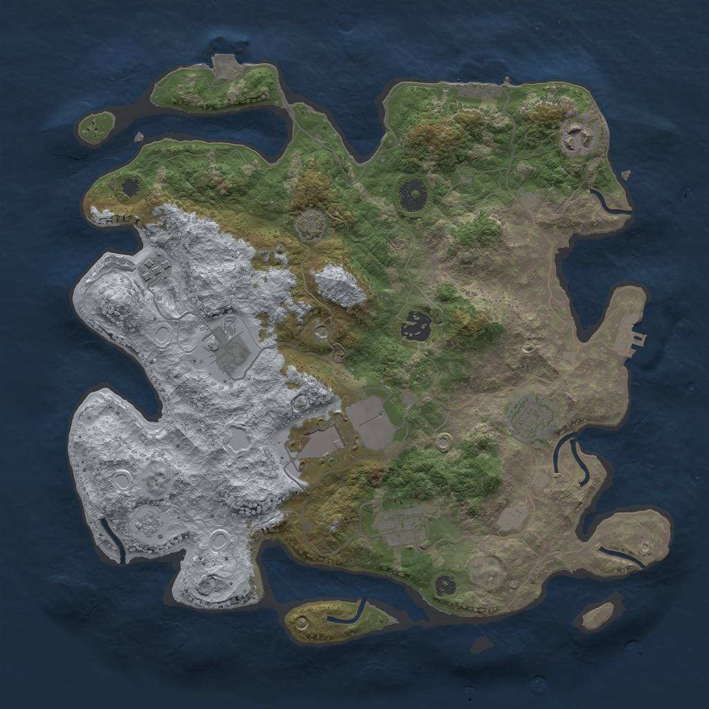 Rust Map: Procedural Map, Size: 3500, Seed: 1964699689, 15 Monuments