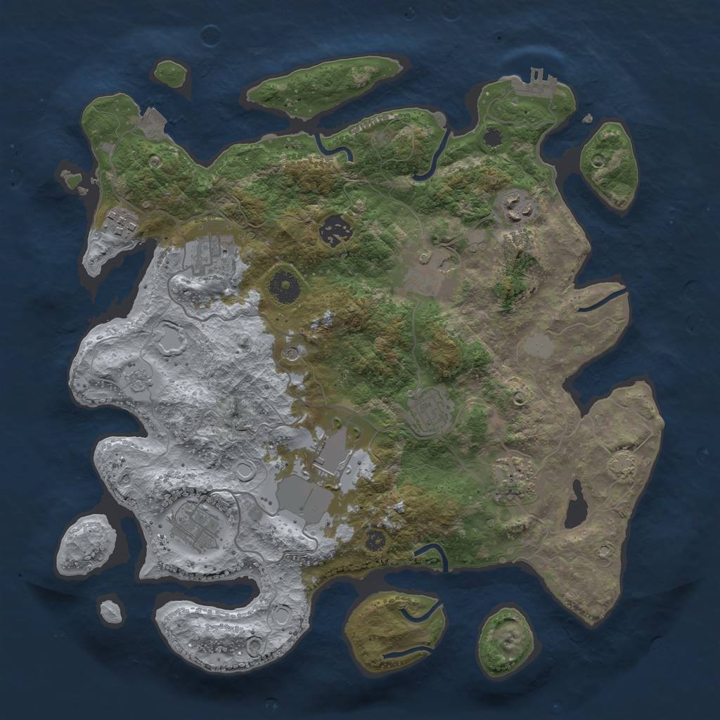 Rust Map: Procedural Map, Size: 3500, Seed: 71392846, 16 Monuments