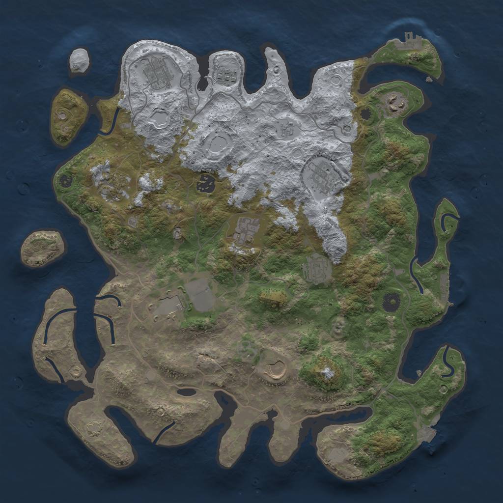 Rust Map: Procedural Map, Size: 4000, Seed: 1986434649, 18 Monuments