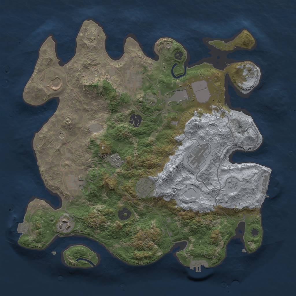 Rust Map: Procedural Map, Size: 3500, Seed: 32371, 17 Monuments