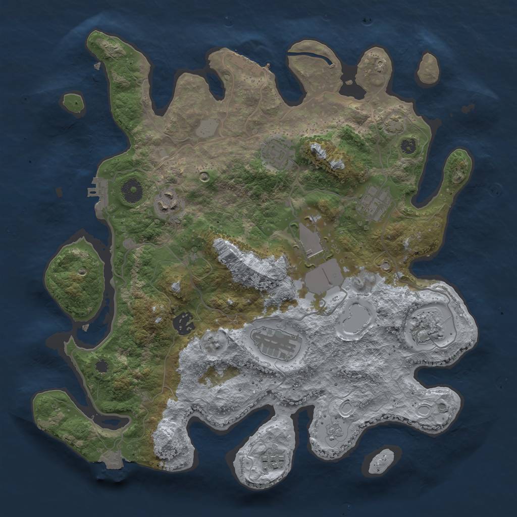 Rust Map: Procedural Map, Size: 3500, Seed: 1009756938, 15 Monuments