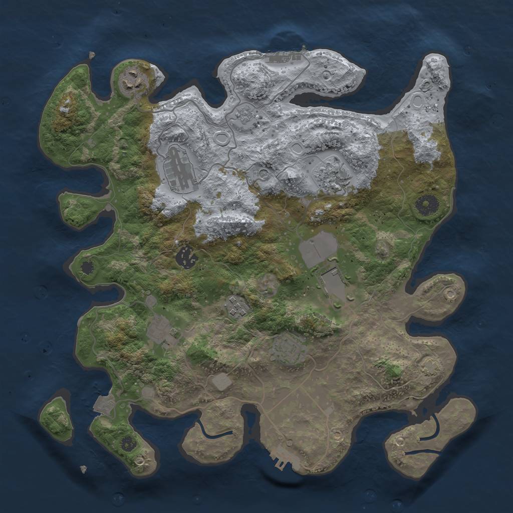 Rust Map: Procedural Map, Size: 3500, Seed: 2671, 16 Monuments