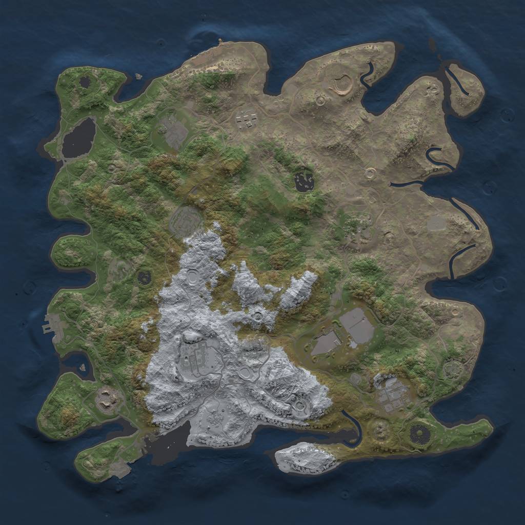 Rust Map: Procedural Map, Size: 3850, Seed: 673193872, 18 Monuments