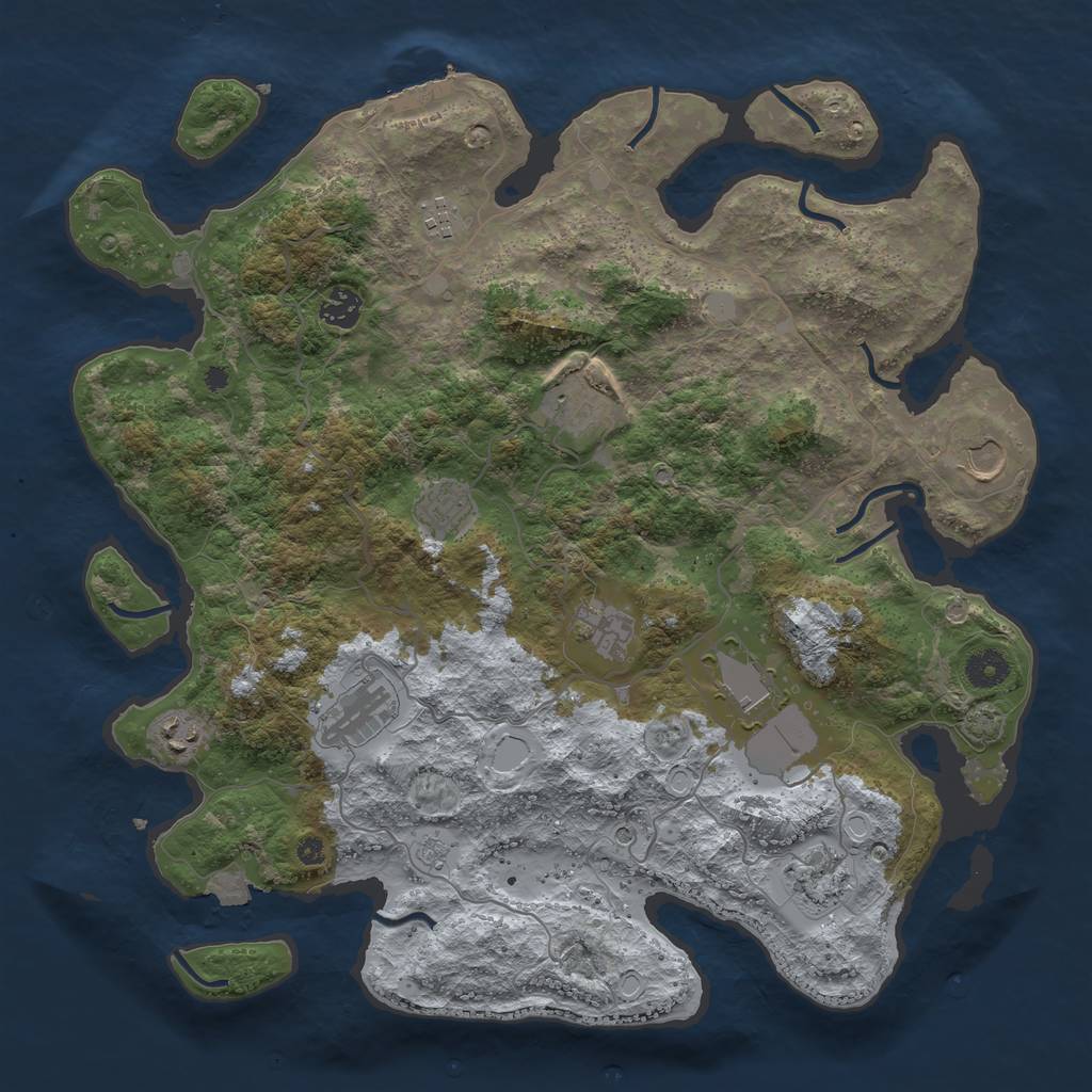 Rust Map: Procedural Map, Size: 4000, Seed: 79614841, 17 Monuments