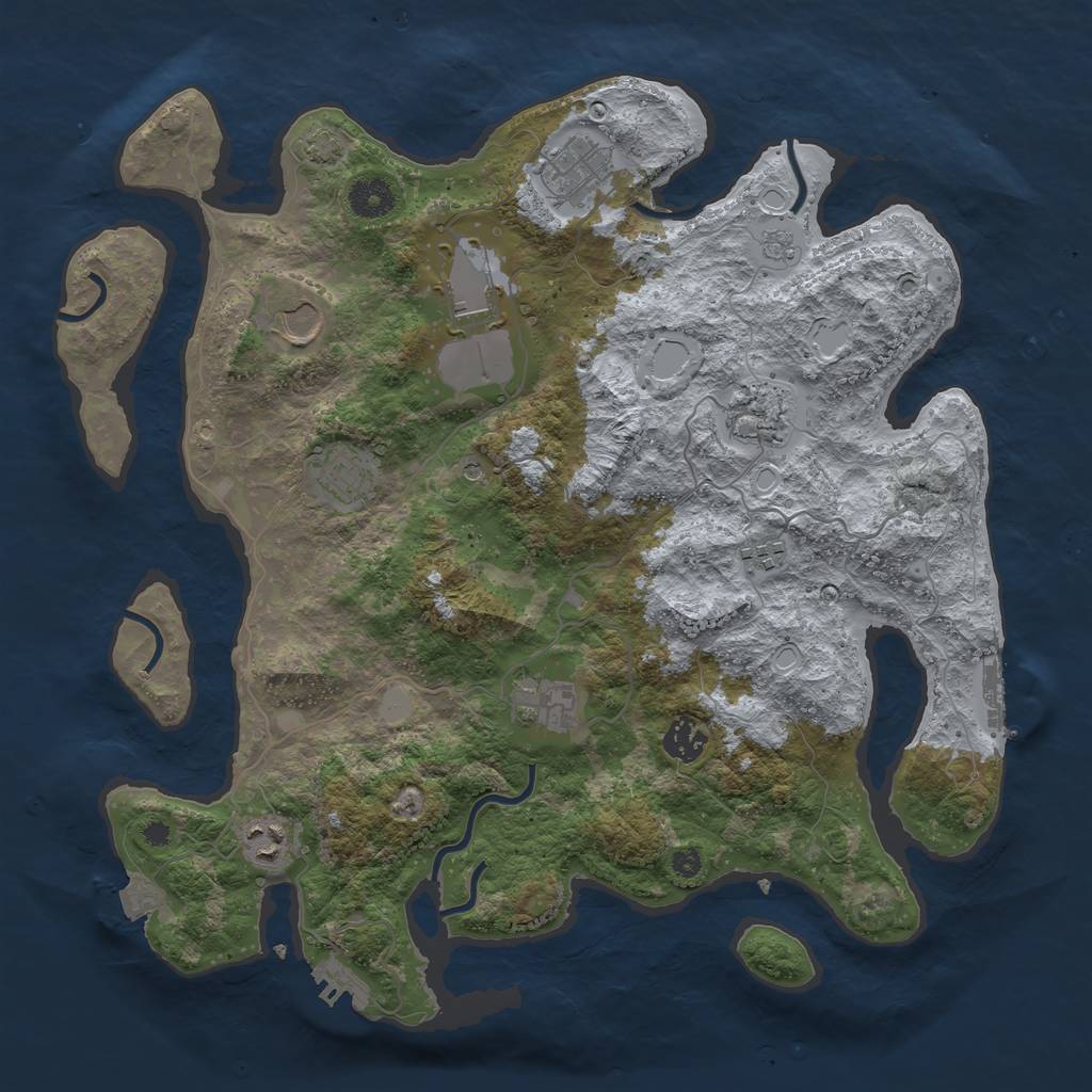 Rust Map: Procedural Map, Size: 3800, Seed: 784457723, 17 Monuments