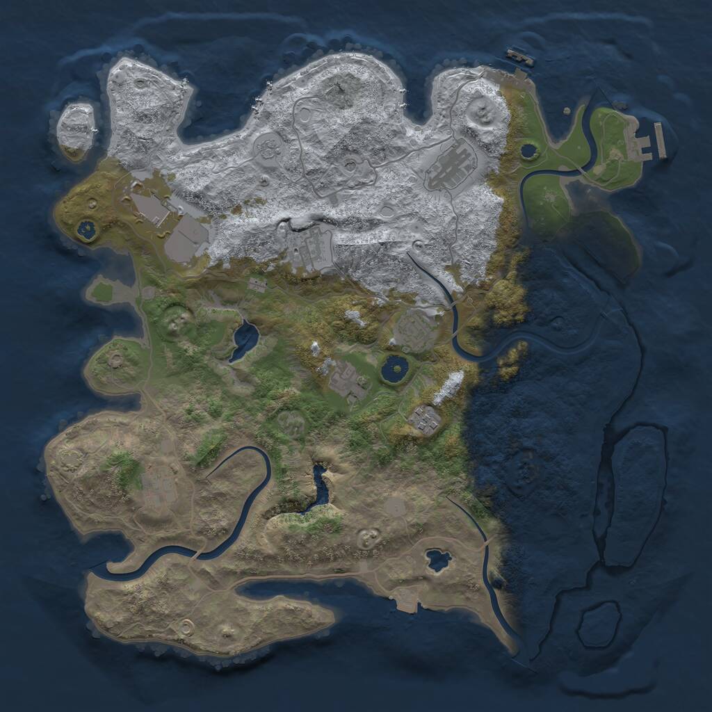 Rust Map: Procedural Map, Size: 4000, Seed: 458210, 13 Monuments
