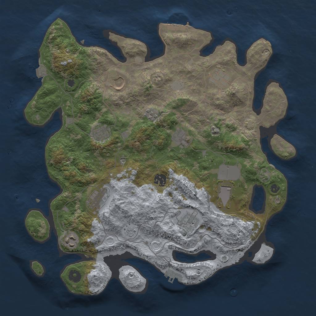 Rust Map: Procedural Map, Size: 3750, Seed: 591779, 18 Monuments