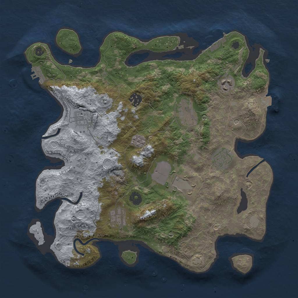 Rust Map: Procedural Map, Size: 3500, Seed: 144648423, 16 Monuments