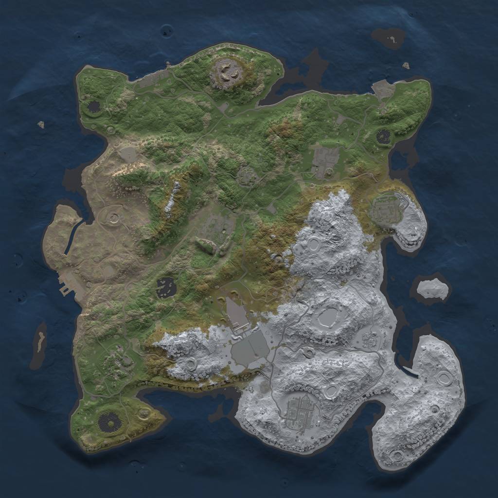 Rust Map: Procedural Map, Size: 3500, Seed: 1220619176, 16 Monuments