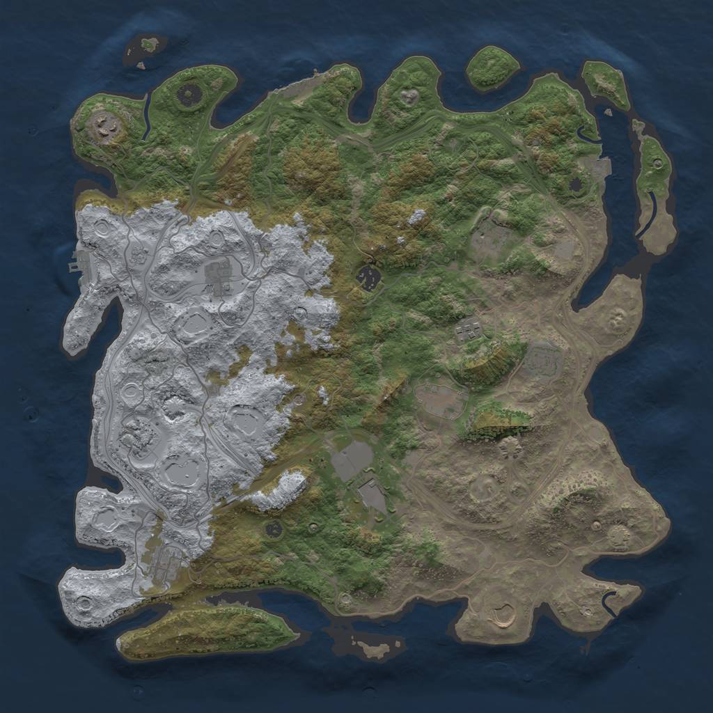 Rust Map: Procedural Map, Size: 4500, Seed: 1458915844, 19 Monuments