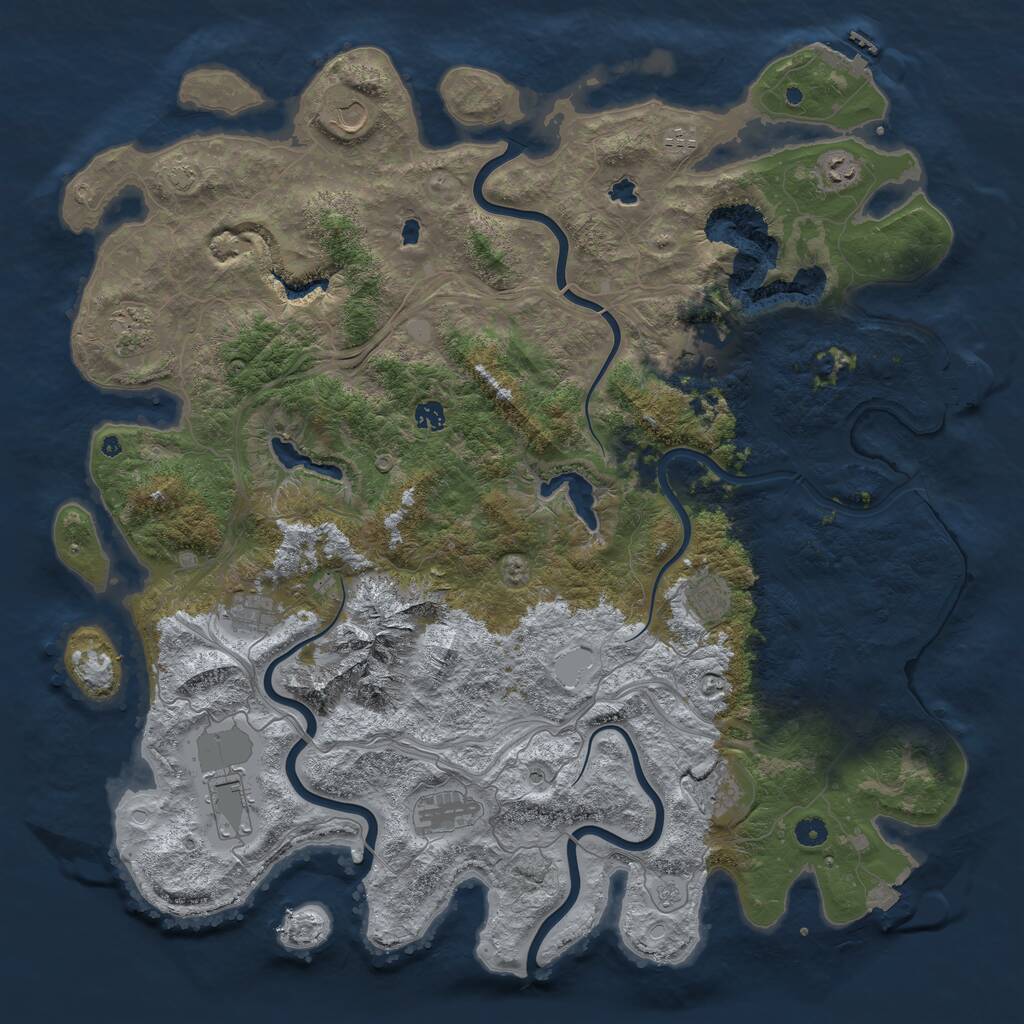 Rust Map: Procedural Map, Size: 5000, Seed: 442366635, 17 Monuments